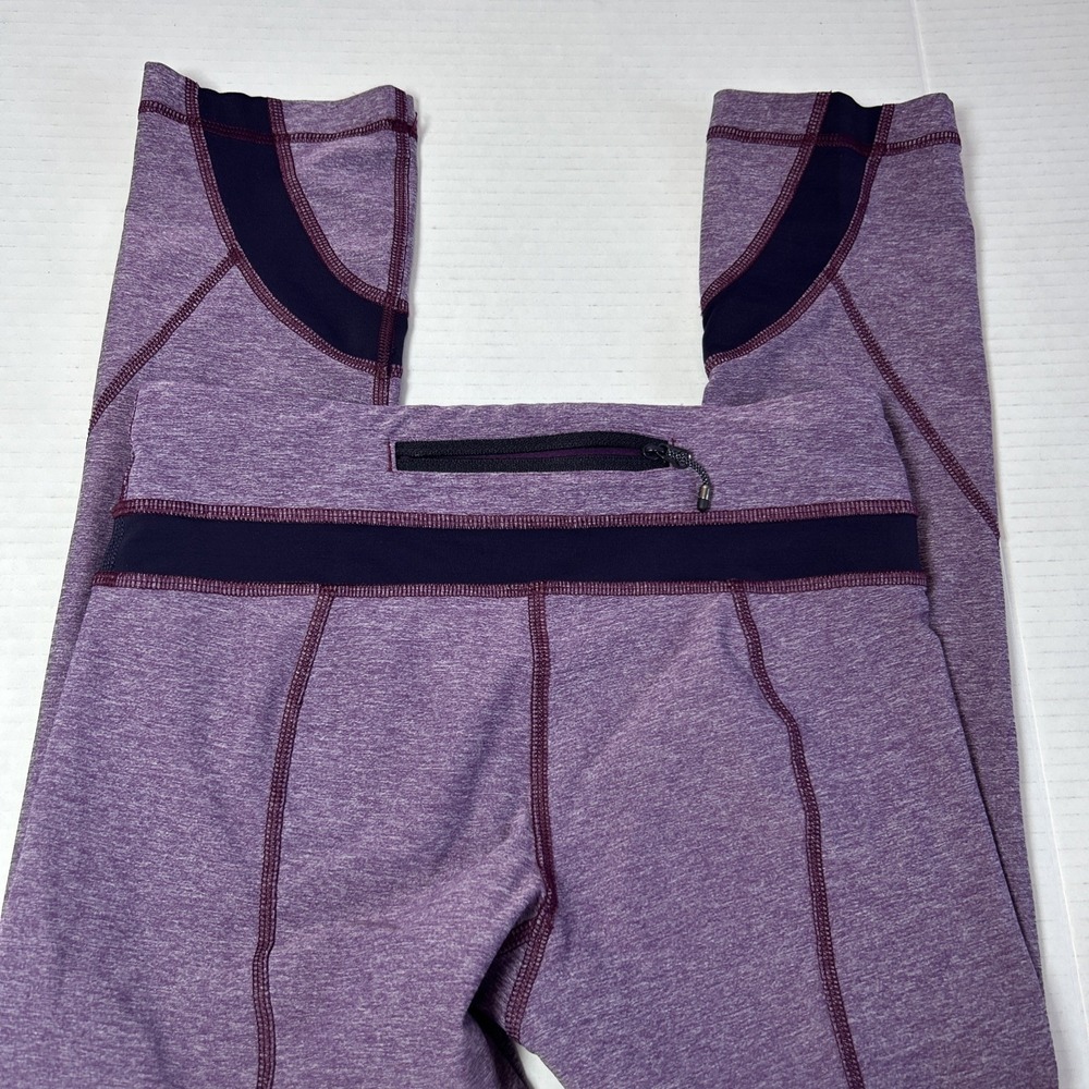 Lululemon Cropped Purple Leggings Back Pocket Size 6 Preowned - Picture 6 of 8